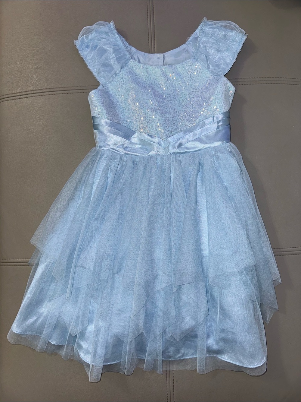Jona Michelle Light Blue Sequined Tulle Party Dress